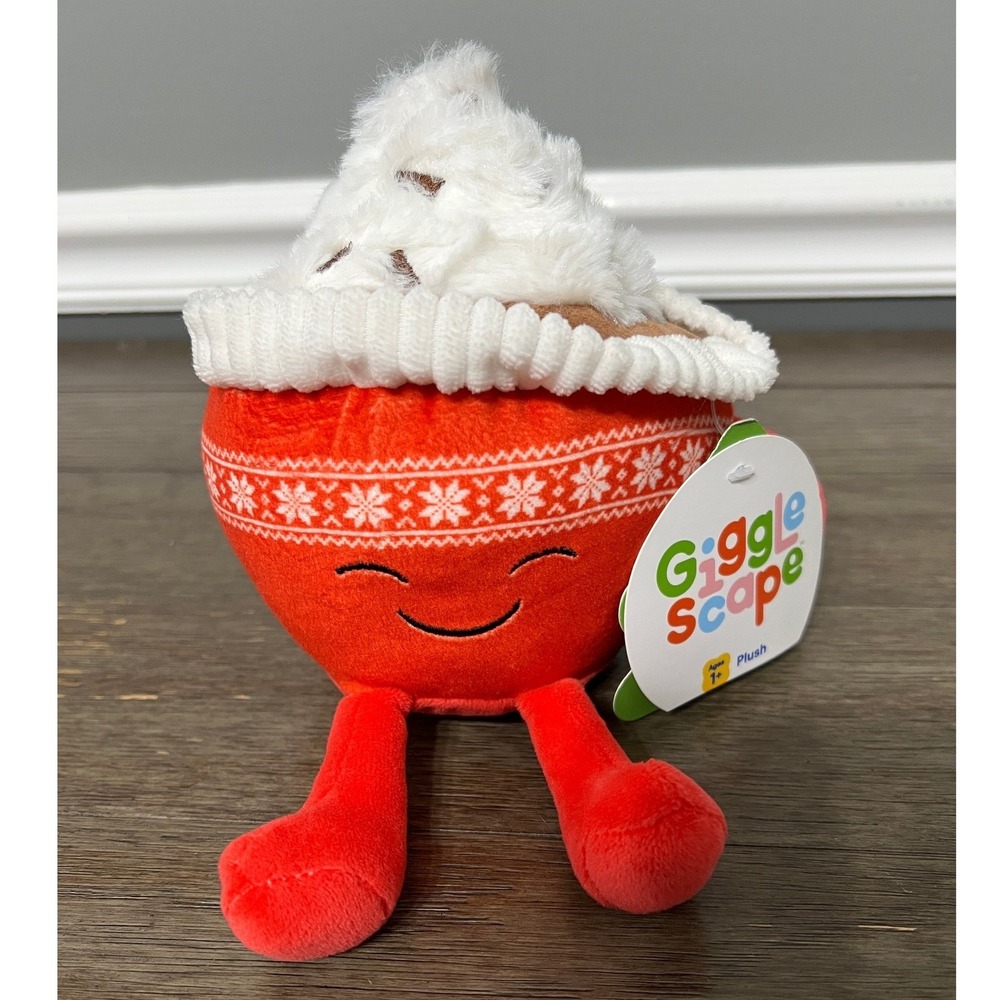 Giggle Scape Holiday Hot Chocolate Mug Plush Red Snowflake Christmas Stuffed Toy